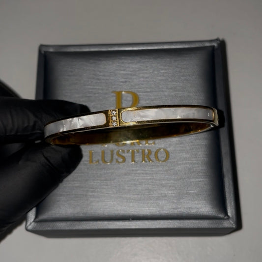Lustro Grace – White Enamel Bangle